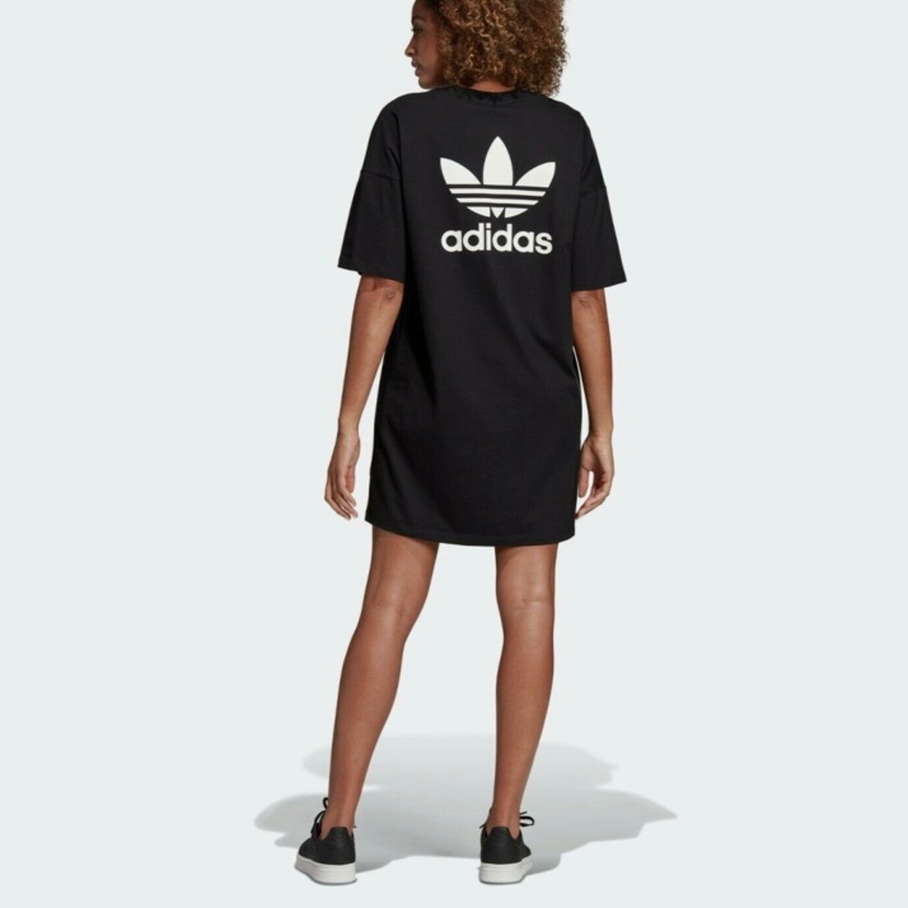 Adidas WomensTrefoil T-shirt Dress Small Black